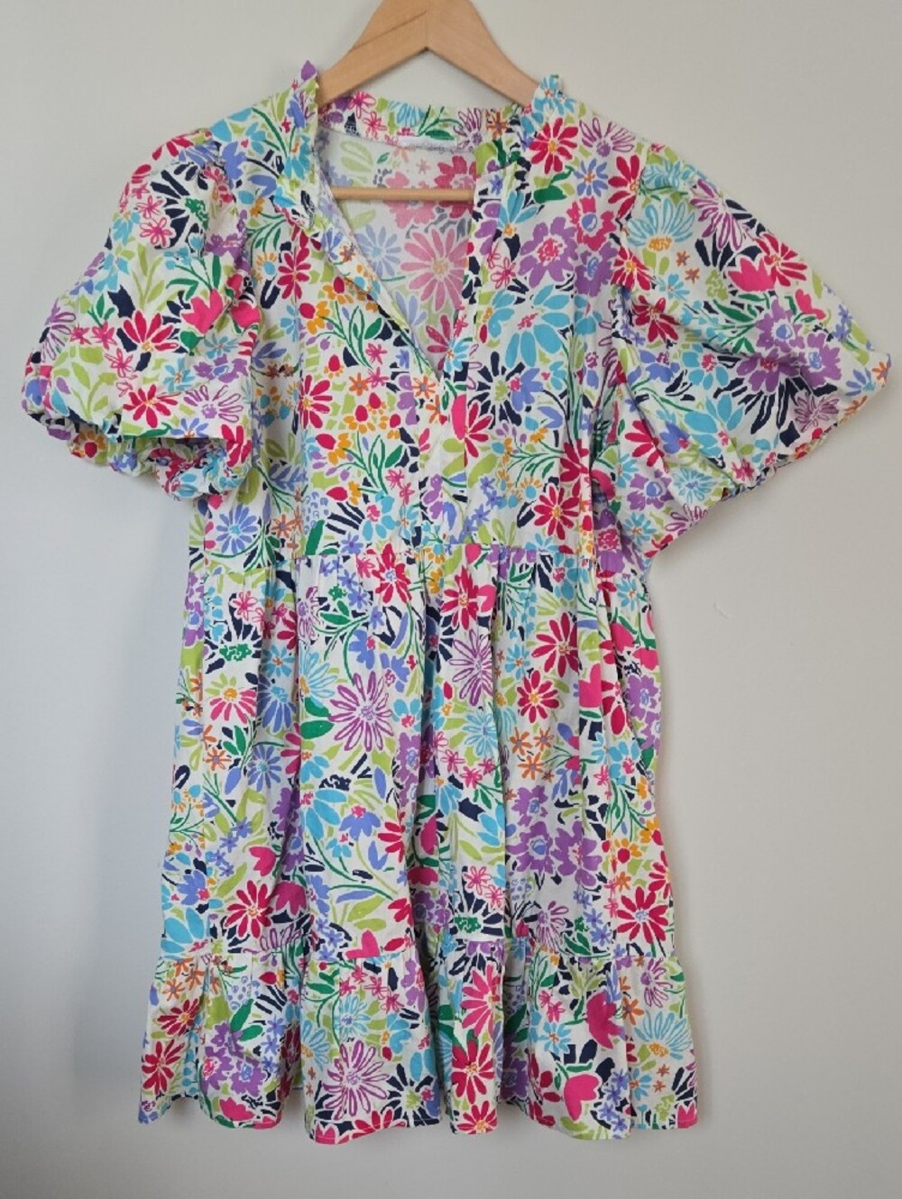 Casual Floral Tiered Women's Dress in Multi-Color